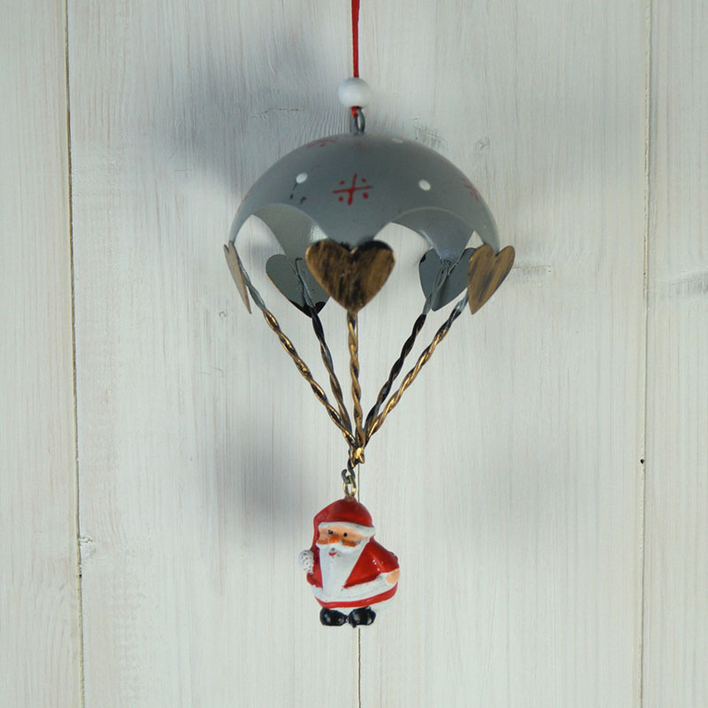 Hanging Santa with Blue Parachute detail page